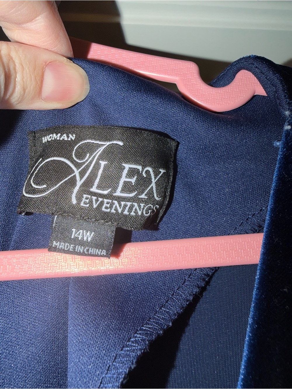 Alex Evenings Navy Velvet Draped Cocktail Dress with Jeweled Waist - Picture 2 of 4